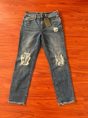 AllSaints Women's Distressed Blue Boyfriend Jeans